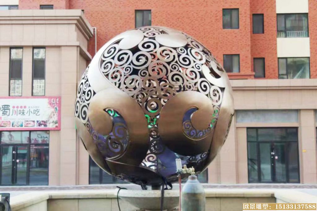 不锈钢空心球镂空球景观雕塑大球1