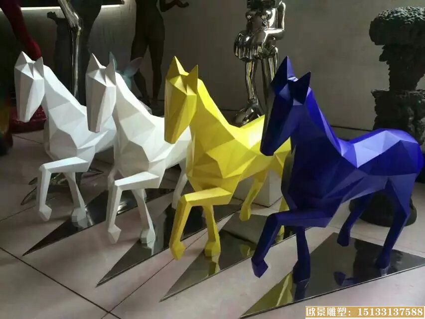 不锈钢马雕塑制作 景观动物马雕塑